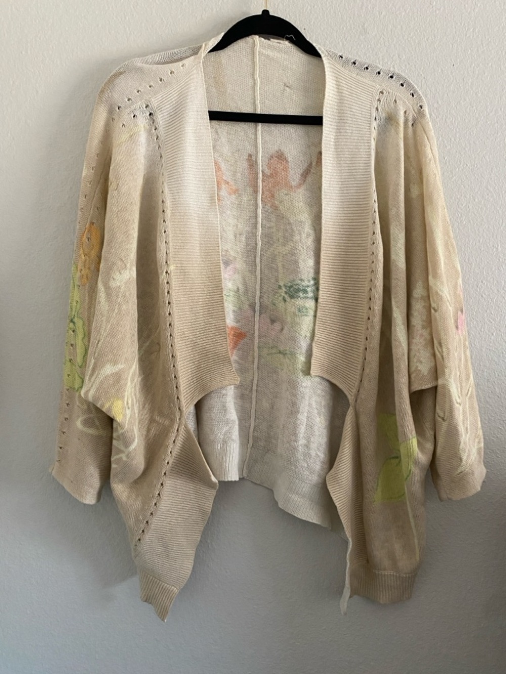 Moth By Anthropologie Kimono Jacket Fish Pond Watercolor Artsy Boho Cotton/linen